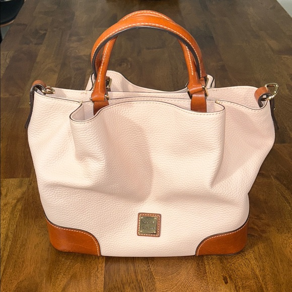 Dooney & Bourke Blush and Tan Tote Bag trim 100%genuine leather lining100%cotton